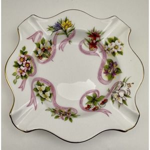 Royal Albert Canada Our Emblems Dear Ashtray Bone China England Flowers Vintage